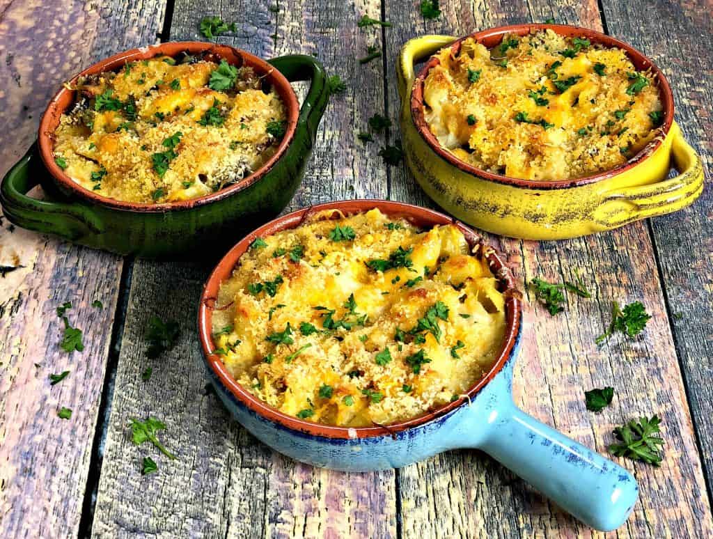 Baked Macaroni and Cheese with Caramelized Onions and Mushrooms