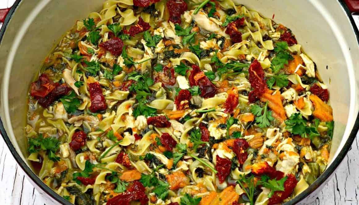 Instant Pot Slow Cooker Chicken Noodle Soup with Spinach