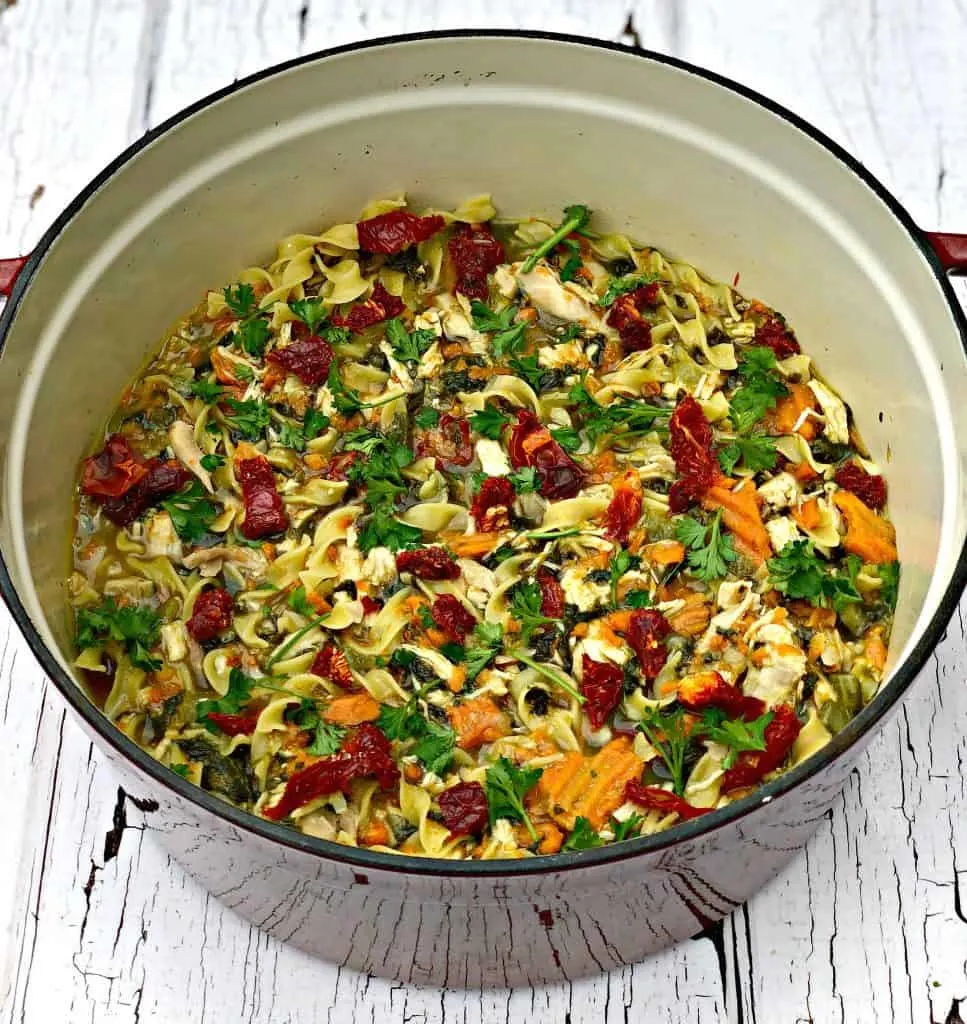 Easy, Instant Pot Chicken Noodle Soup and Spinach with VIDEO