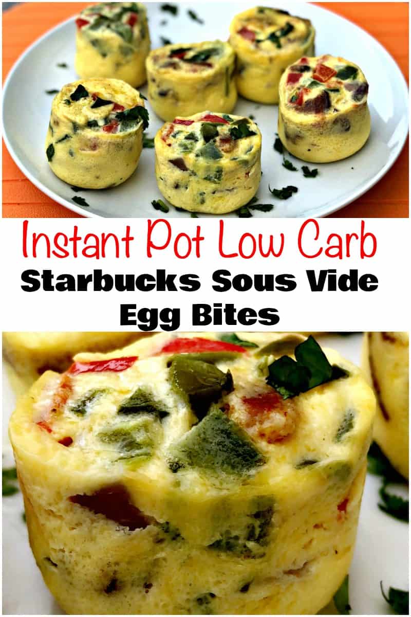 Instant Pot Low-Carb Starbucks Sous Vide Bacon Egg Bites is a quick and easy, protein, keto pressure cooker recipe with eggs, egg whites, and bacon. #LowCarb #LowCarbRecipes #SousVide #InstantPot #InstantPotRecipes #Keto #KetoRecipes #PressureCooker #PressureCookerRecipes #Protein