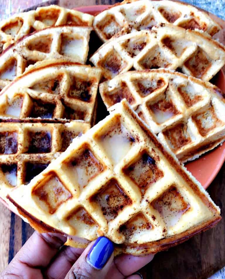 Easy LowCarb Cinnamon Roll Protein Waffles