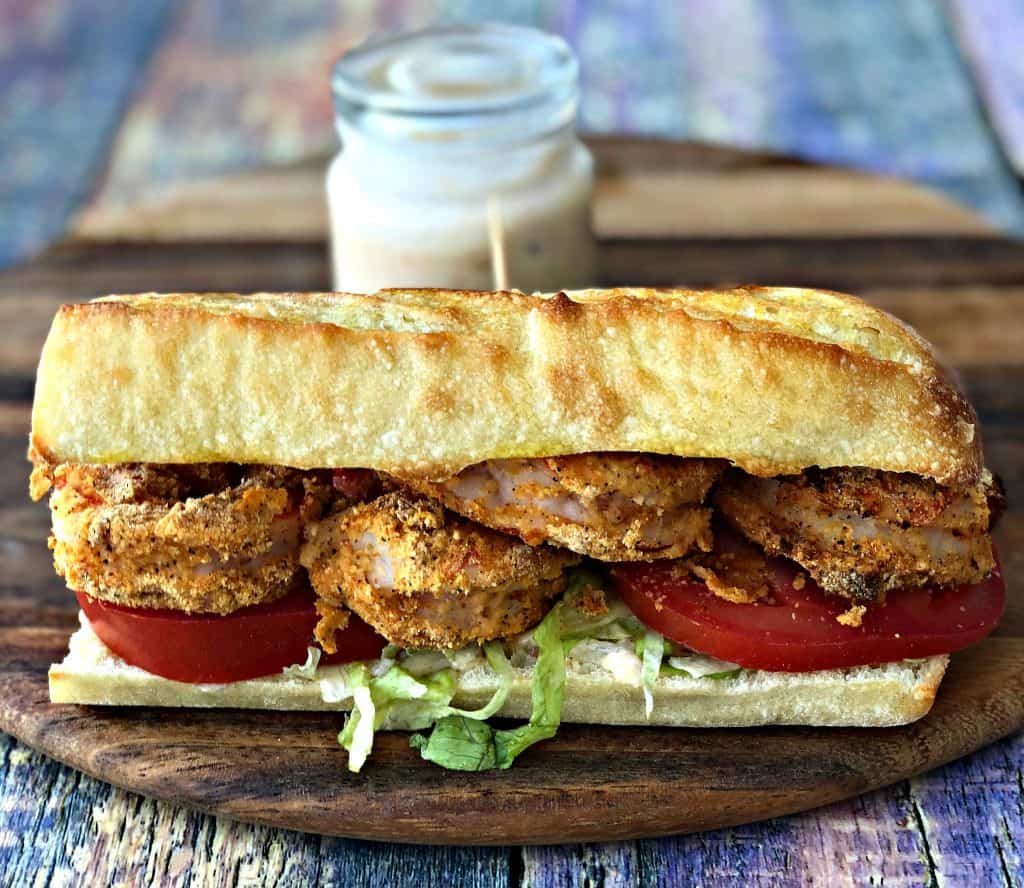 Air Fryer Fried Louisiana Shrimp Po Boy with Remoulade Sauce