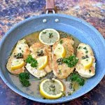 keto lemon chicken piccata in a skillet