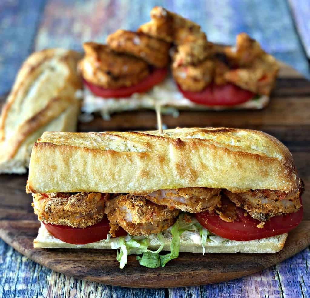 Air Fryer Fried Louisiana Shrimp Po Boy with Remoulade Sauce