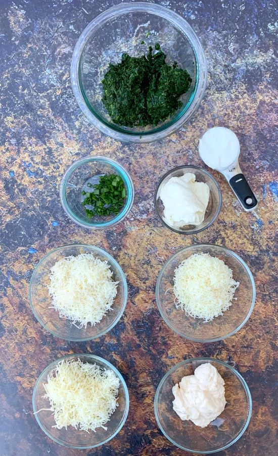 ingredients for keto low carb spinach dip