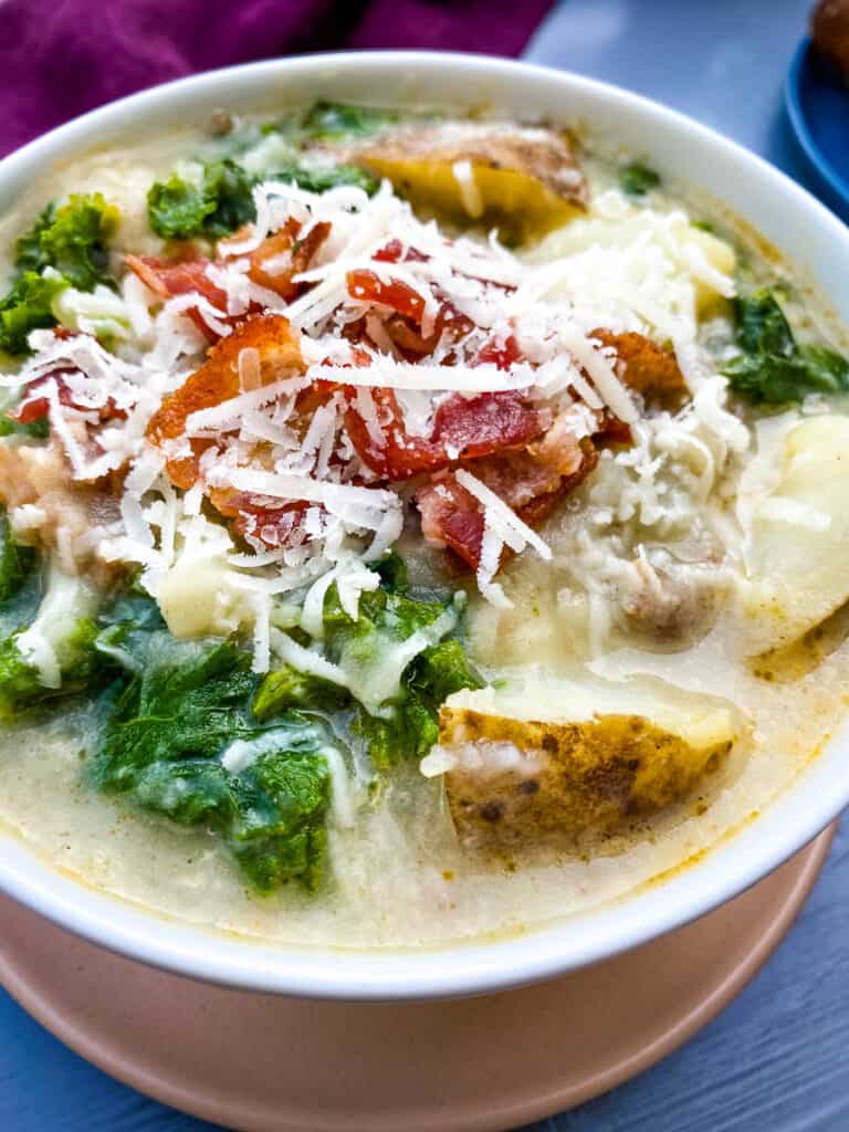 close up of Instant Pot or Slow-Cooker Olive Garden Zuppa Toscana Soup