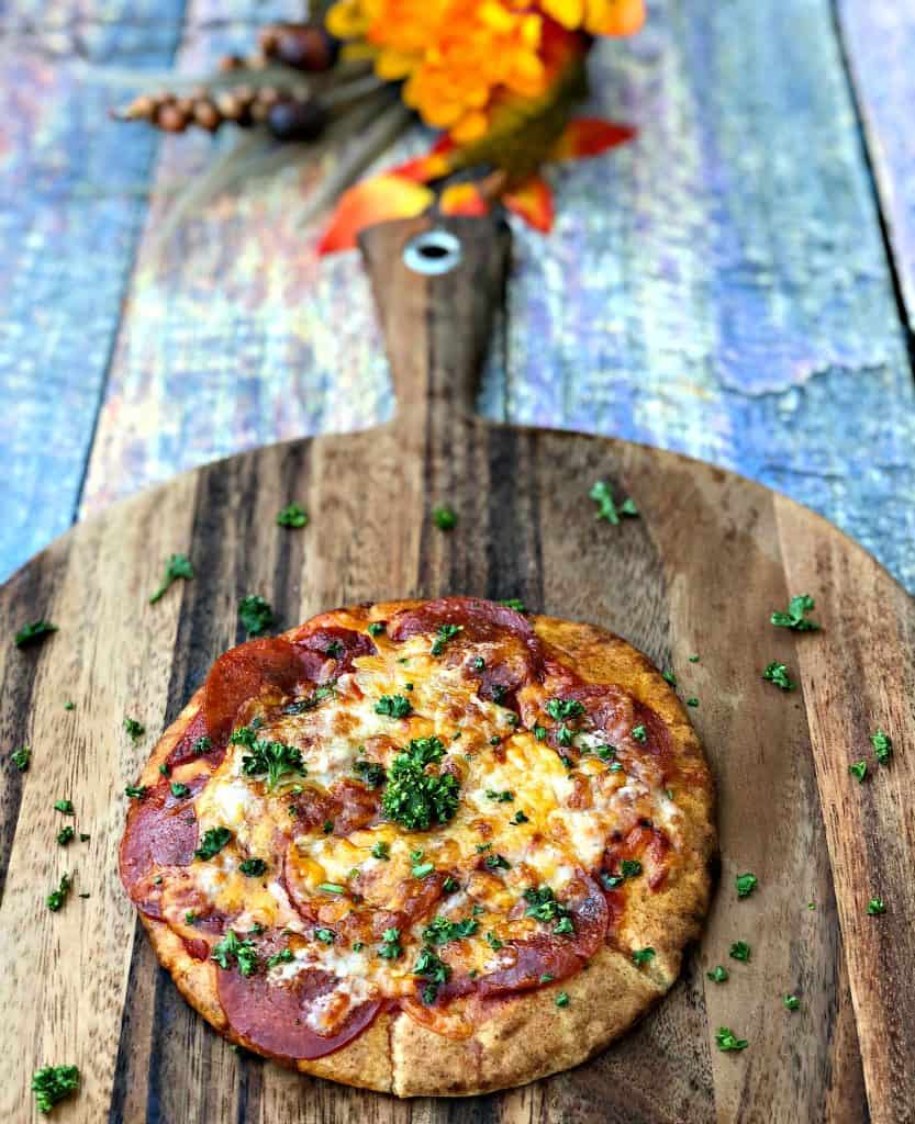 Air Fryer 10Minute Whole Wheat Pita Bread Pepperoni Pizza