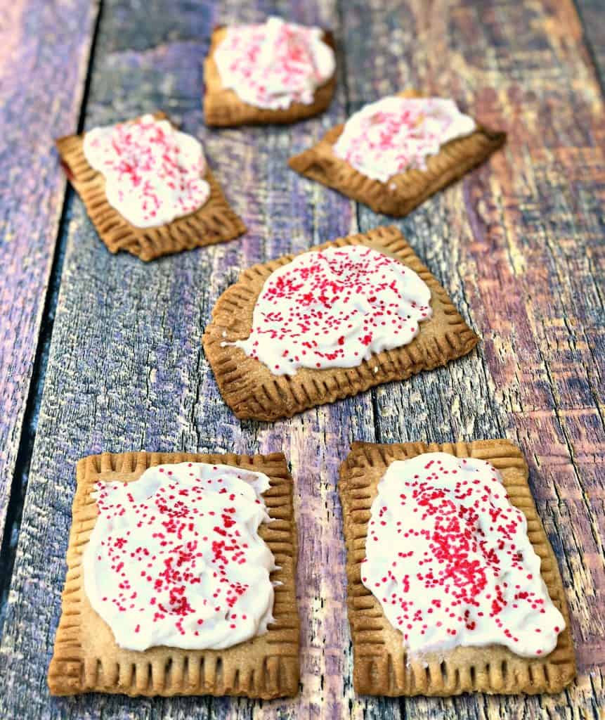 air fryer strawberry pop tarts on a multi color surface