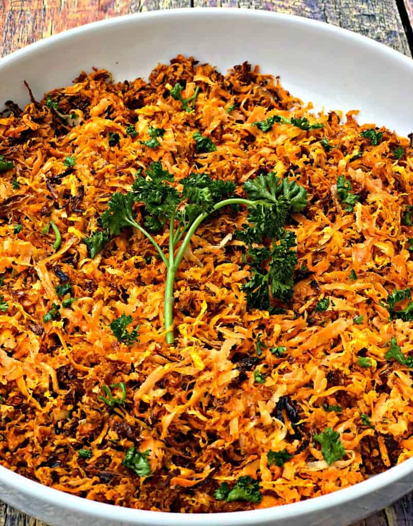 sweet potato hash browns in a white bowl