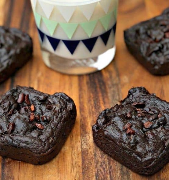 avocado brownies avocado brownies with milk on a brown cutting board