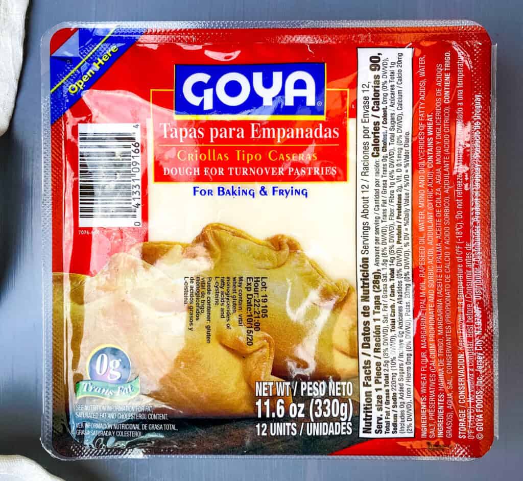 Envoltorios de empanadas Goya en embalaje