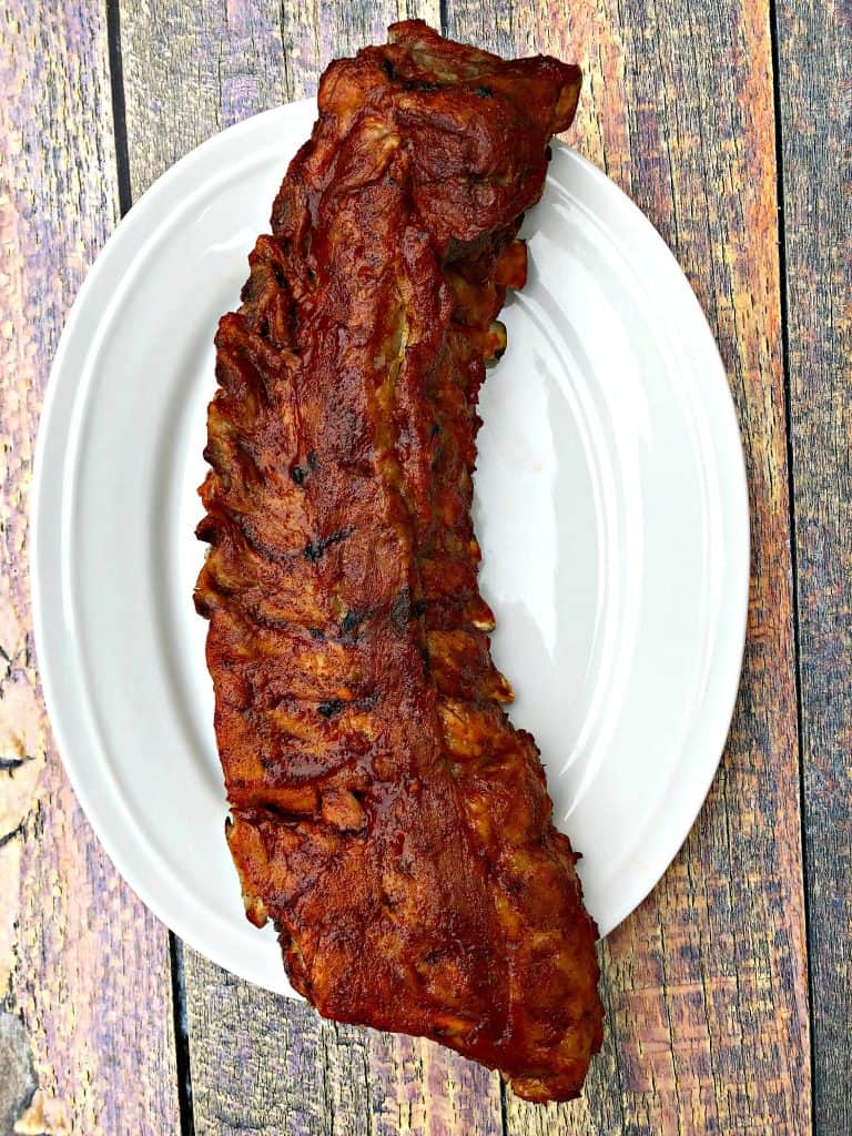 instant pot baby back ribs on a white plate