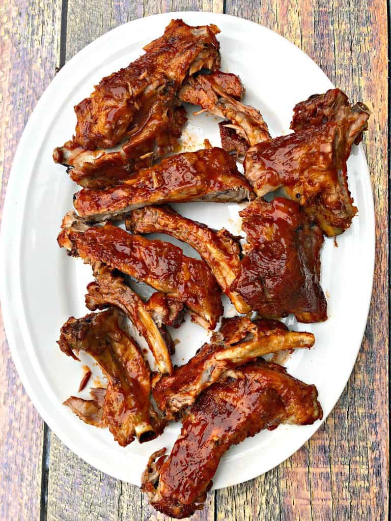 instant pot baby back ribs on a white plate