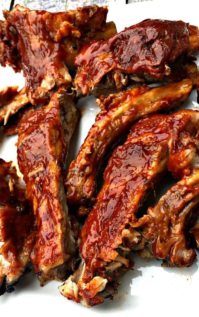 instant pot baby back ribs on a white plate