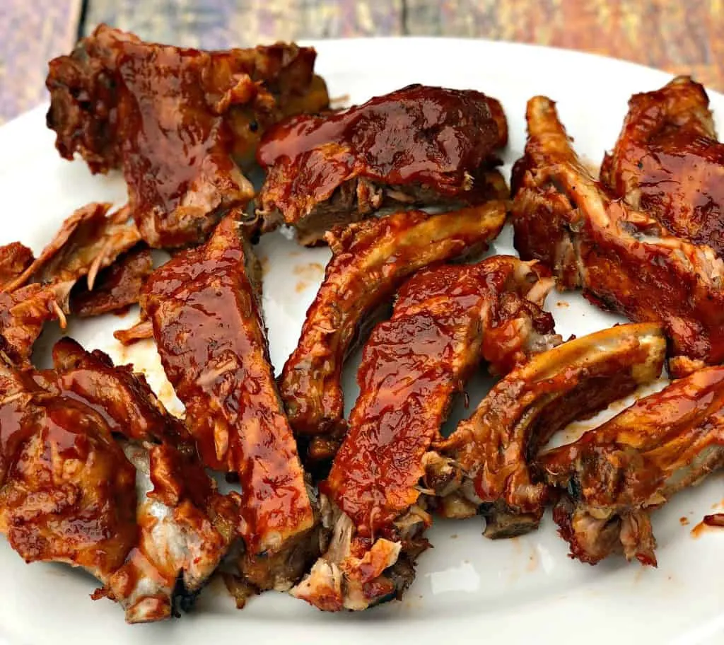 instant pot baby back ribs on a white plate