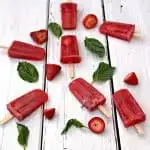 rose' wine popsicles with basil and strawberries
