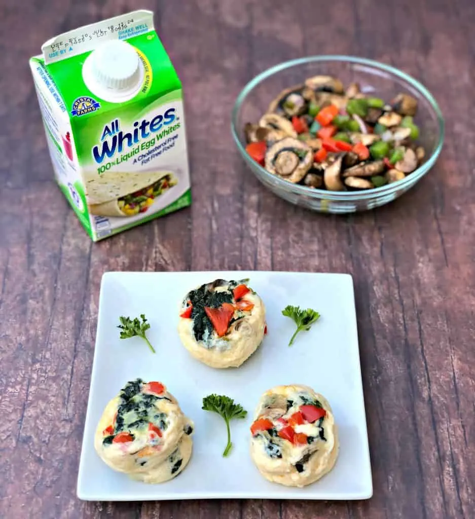 Keto Low-Carb Egg White Omelet Vegetable Bites with a bowl of vegetables
