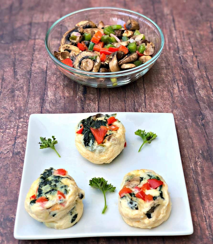 Keto Low-Carb Egg White Omelet Vegetable Bites on a plate