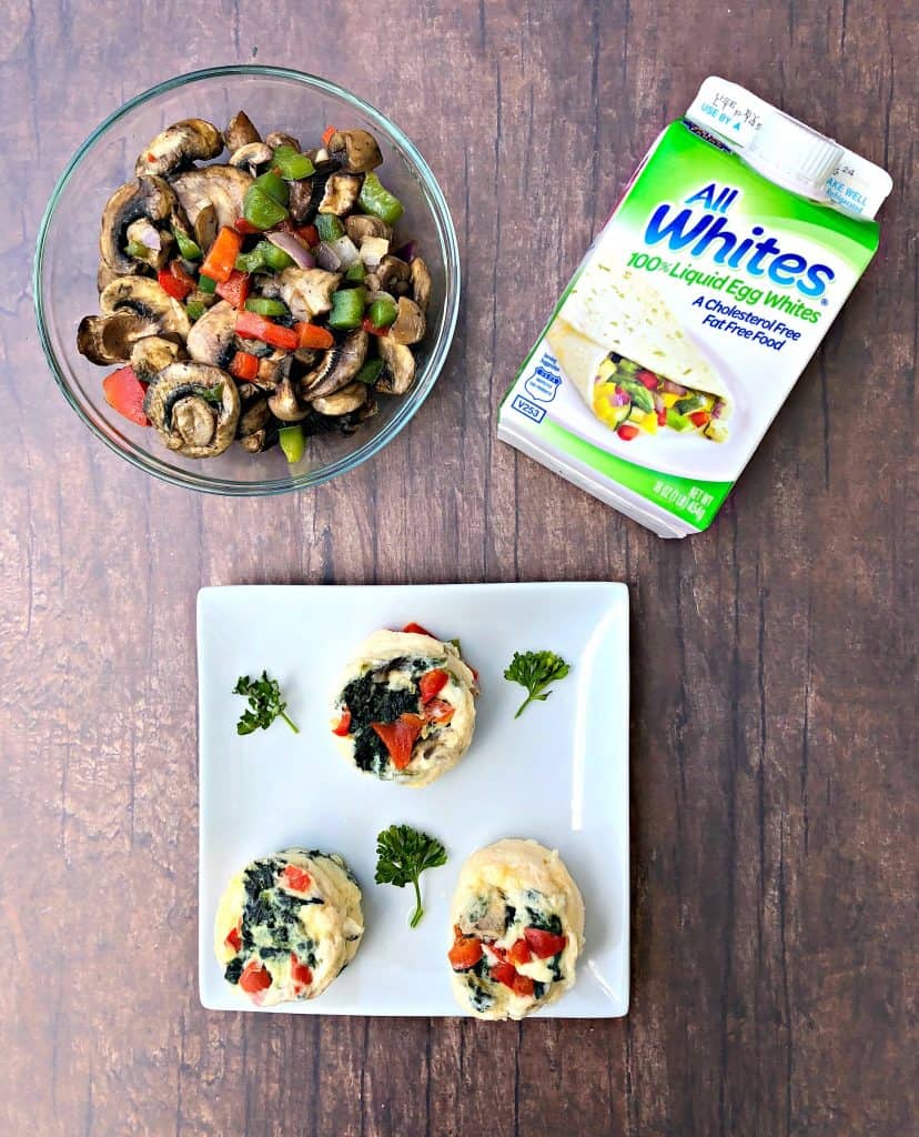 Keto Low-Carb Egg White Omelet Vegetable Bites on a white plate