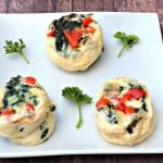 Keto Low-Carb Egg White Omelet Vegetable Bites on a white plate