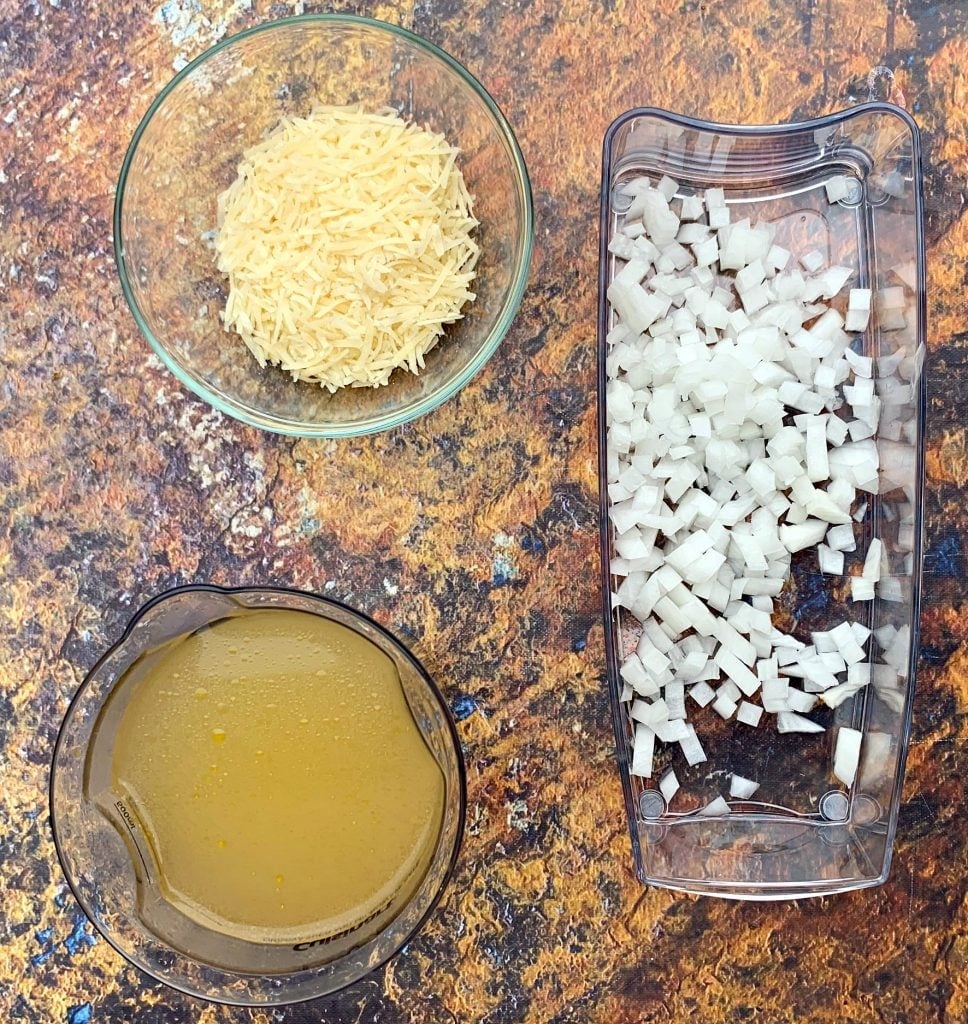 ingredients for instant pot risotto in separate bowls