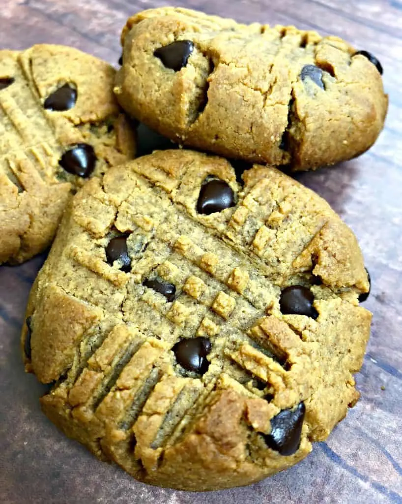 keto pb chocolate chips on a brown surface