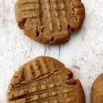 2 keto peanut butter cookies on a flat surface