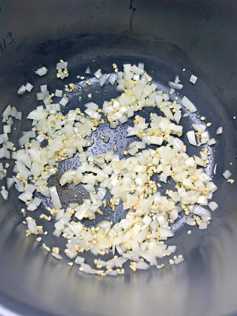 garlic and onions inside an instant pot