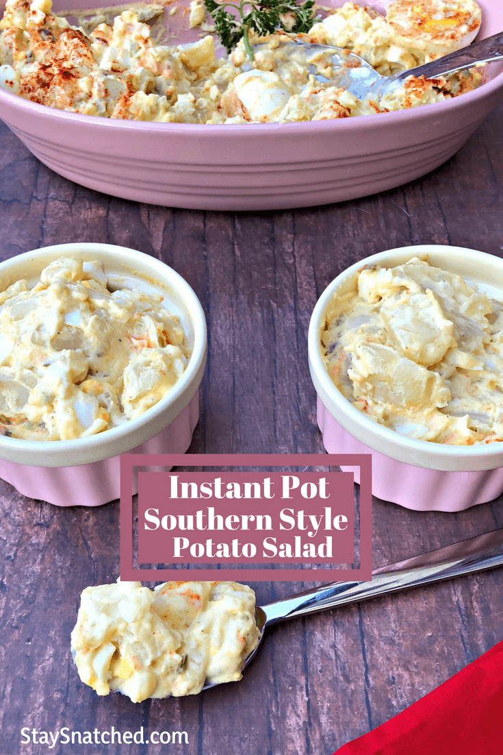 Instant Pot Southern-Style Potato Salad is a quick and easy soul food recipe perfect for backyard barbecues, cookouts, and holidays! Serve this potato salad alongside your favorite BBQ main dishes like chicken and ribs. Don't have an Instant Pot? No problem. I include the stovetop instructions. #InstantPot #InstantPotRecipes