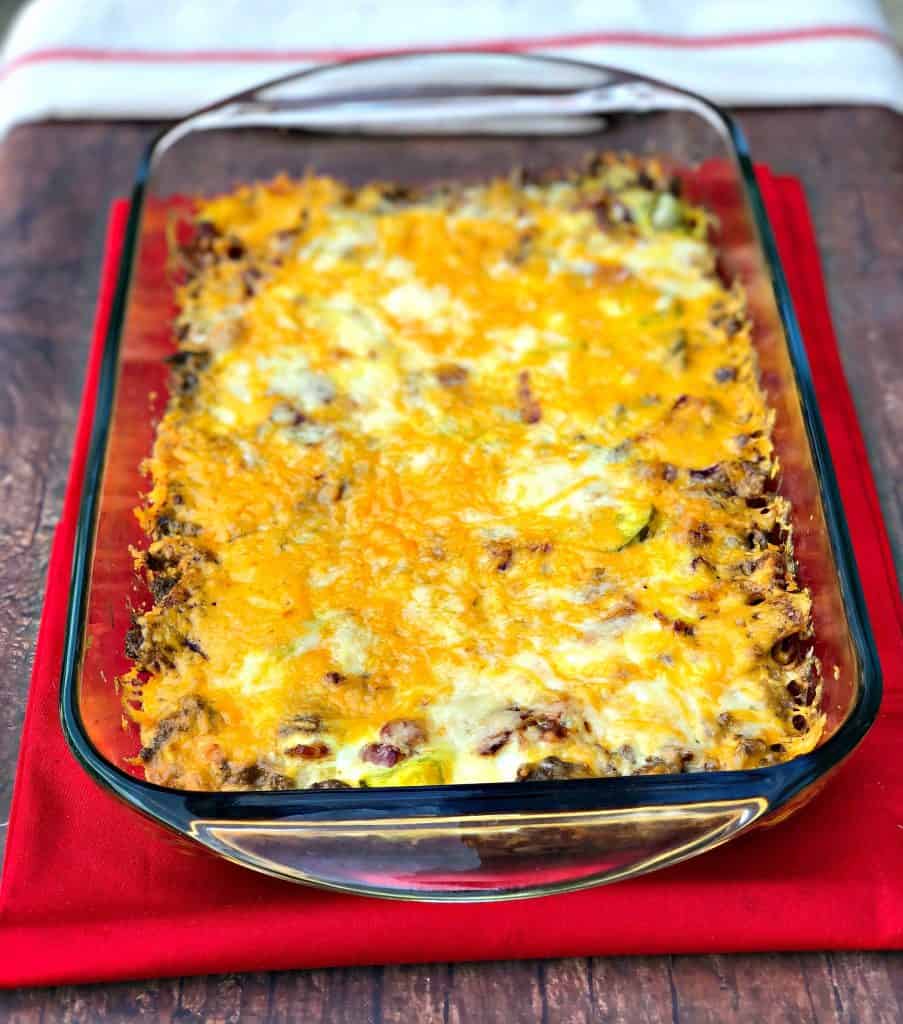 keto cheeseburger casserole in a casserole dish