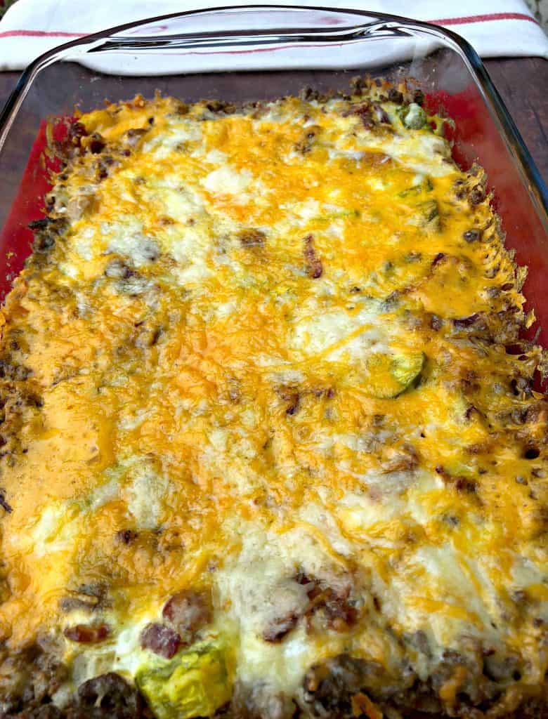 keto cheeseburger casserole in a casserole dish