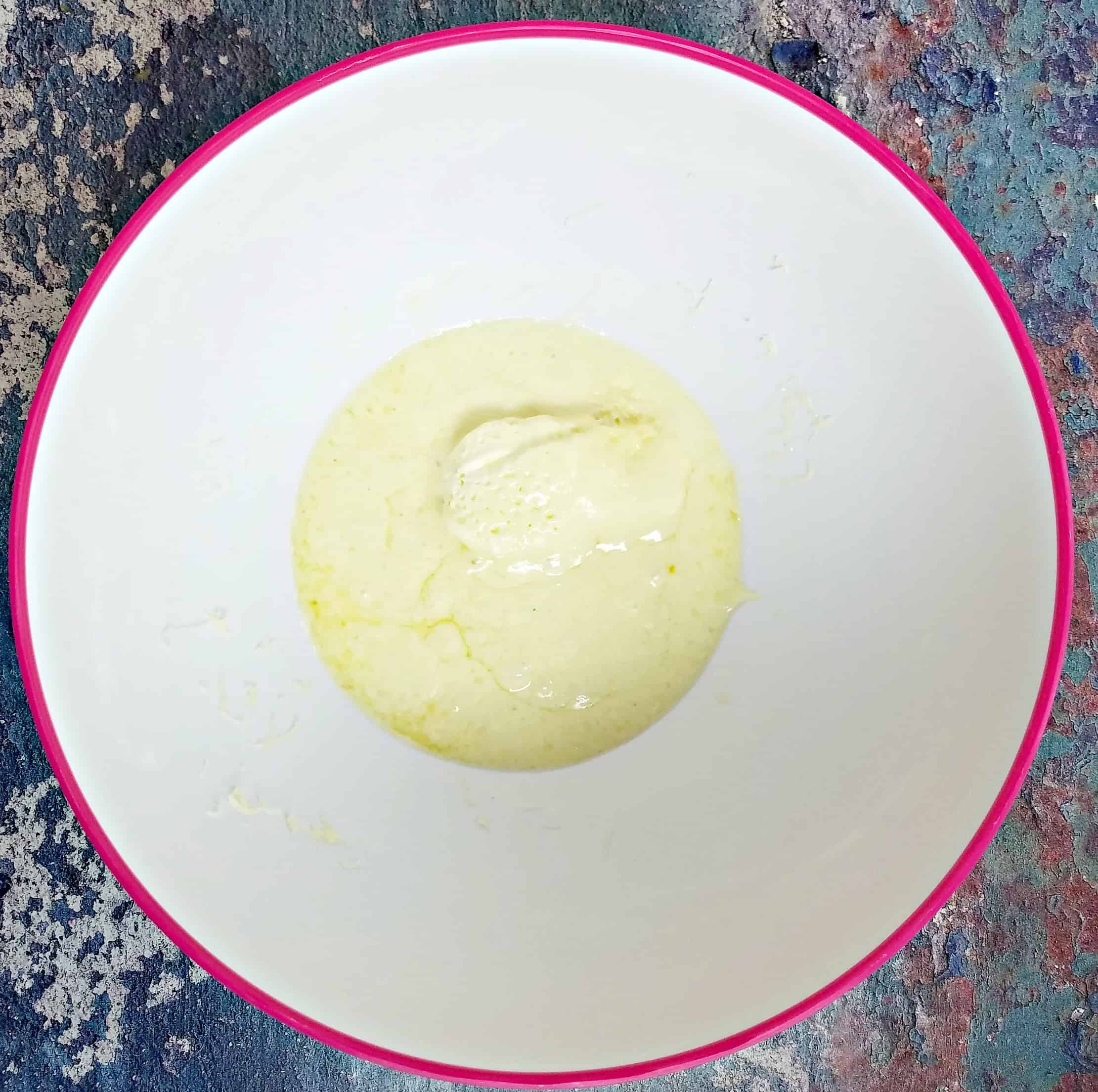 keto fathead pizza crust ingredients in a mixing bowl