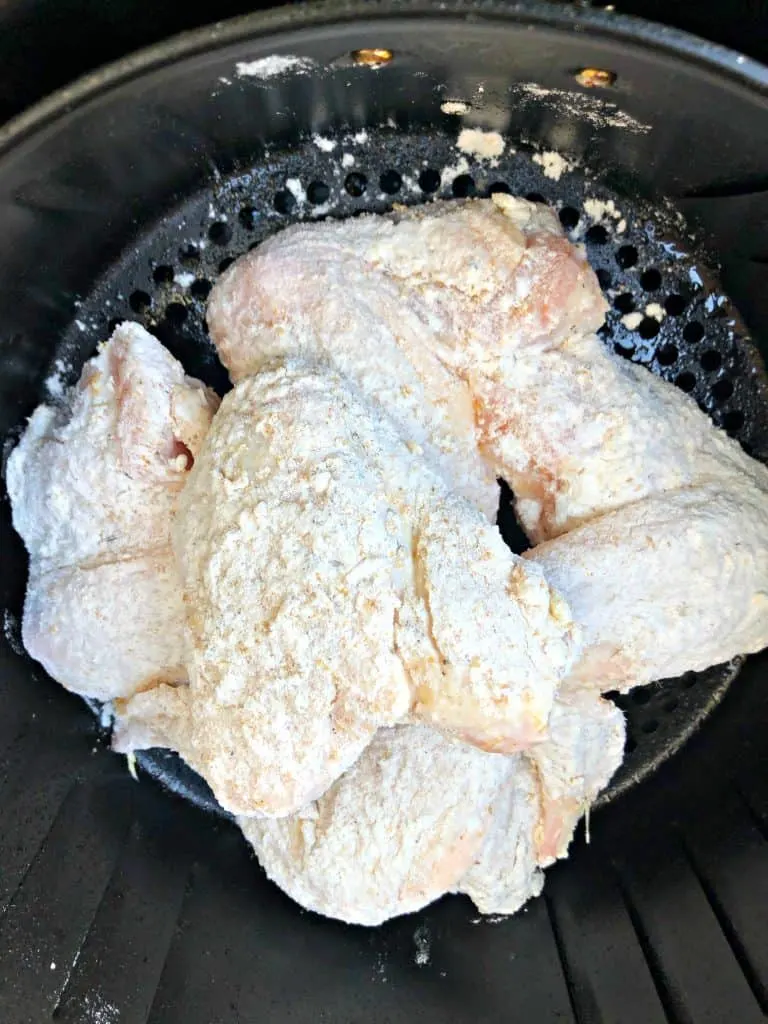 floured chicken wings in air fryer