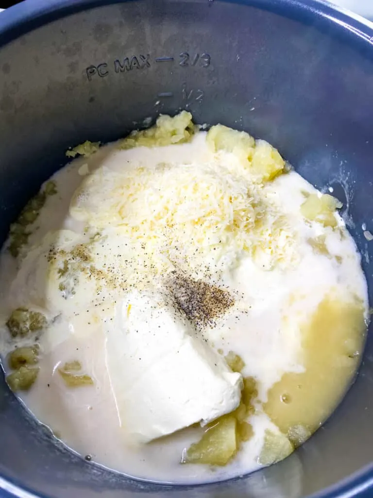 uncooked potato soup in an Instant Pot