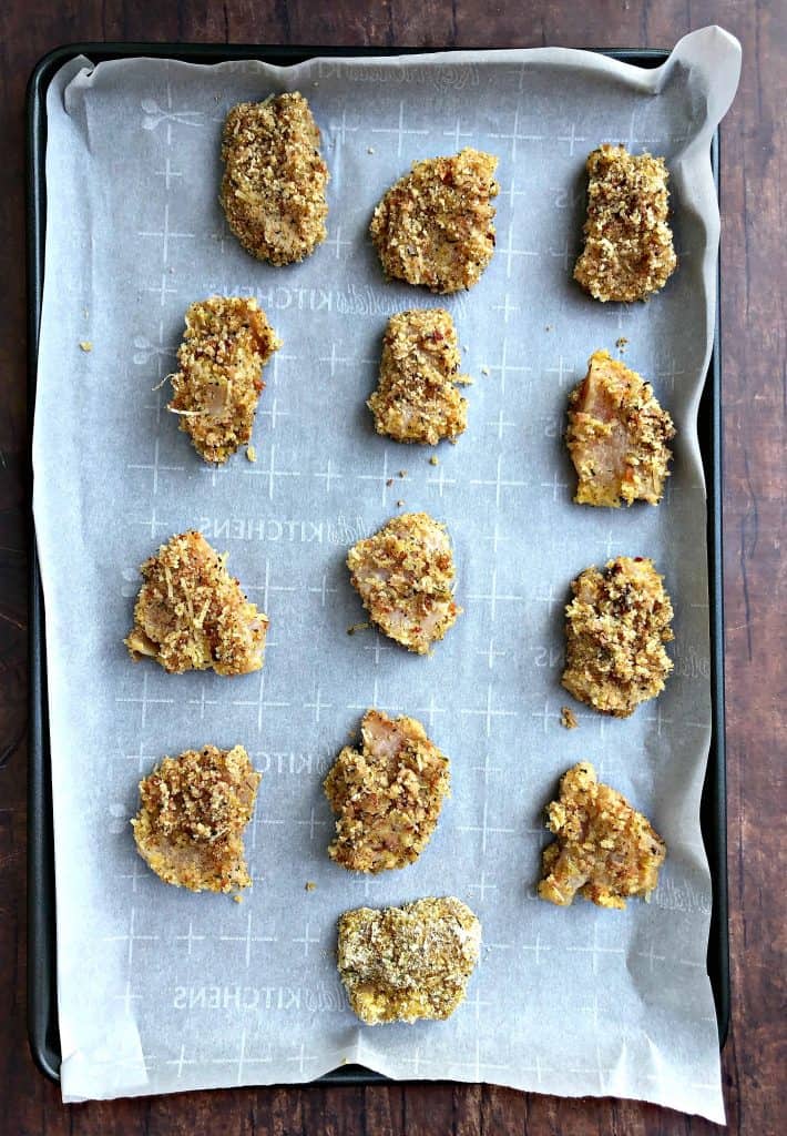 raw breaded chicken pieces