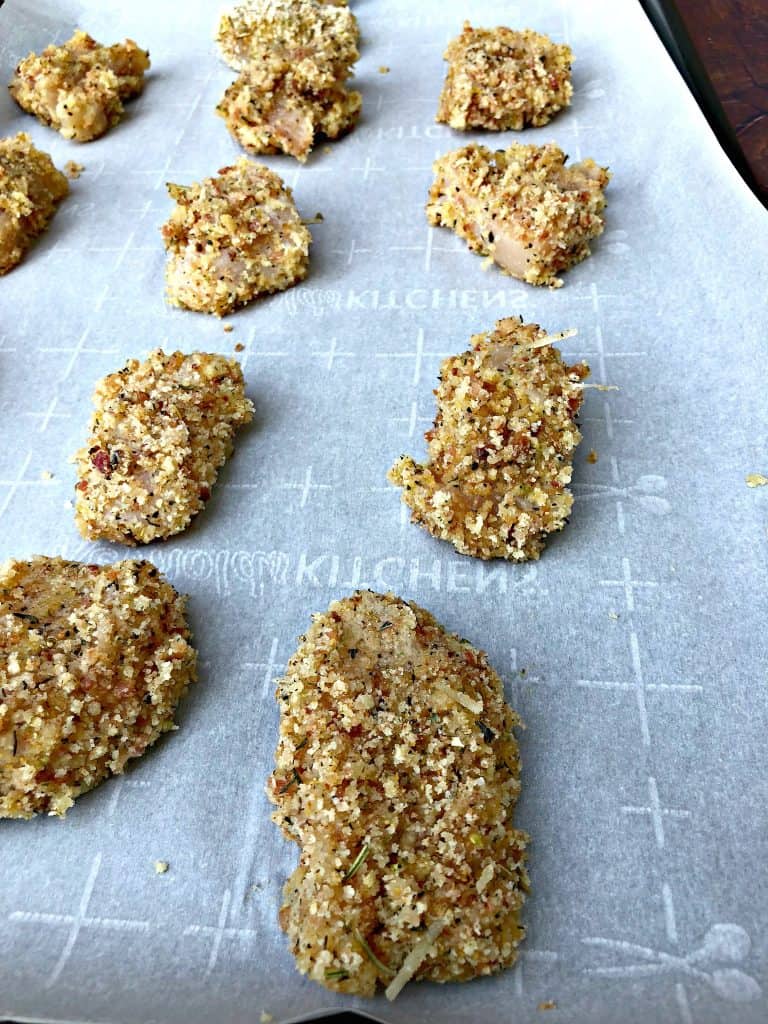 raw breaded chicken pieces