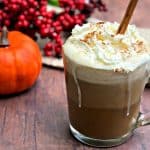 keto pumpkin spiced latte in a glass mug with whipped cream