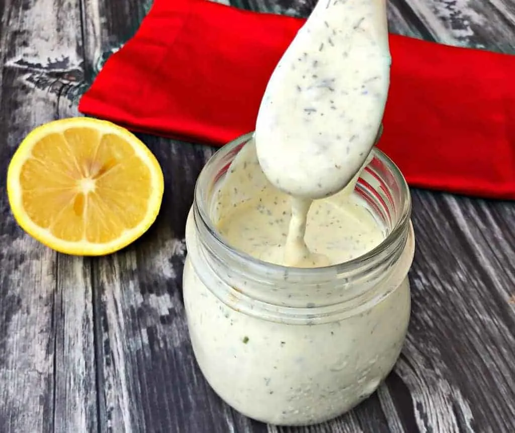 keto ranch dressing with a spoon