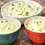 instant pot mashed potatoes in 3 bowls