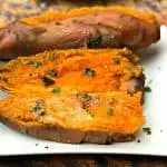 instant pot sweet potatoes on a white plate