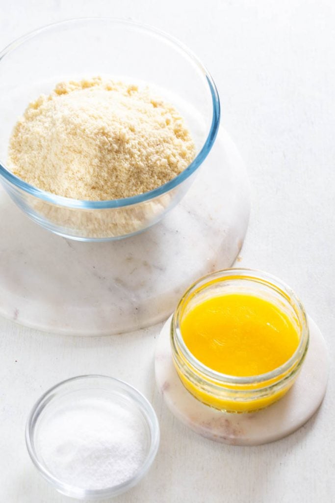 egg, cream cheese, and sugar in separate bowls