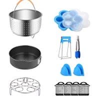 12-Piece Accessories for Instant Pot 6, 8 Qt, Steamer Basket, Egg Rack, Springform Pan, Egg Bites Mold, 4 Magnetic Cheat Sheets, Oven Mitts, Food Tong, Bonus Free Recipes eBook by Fopurs