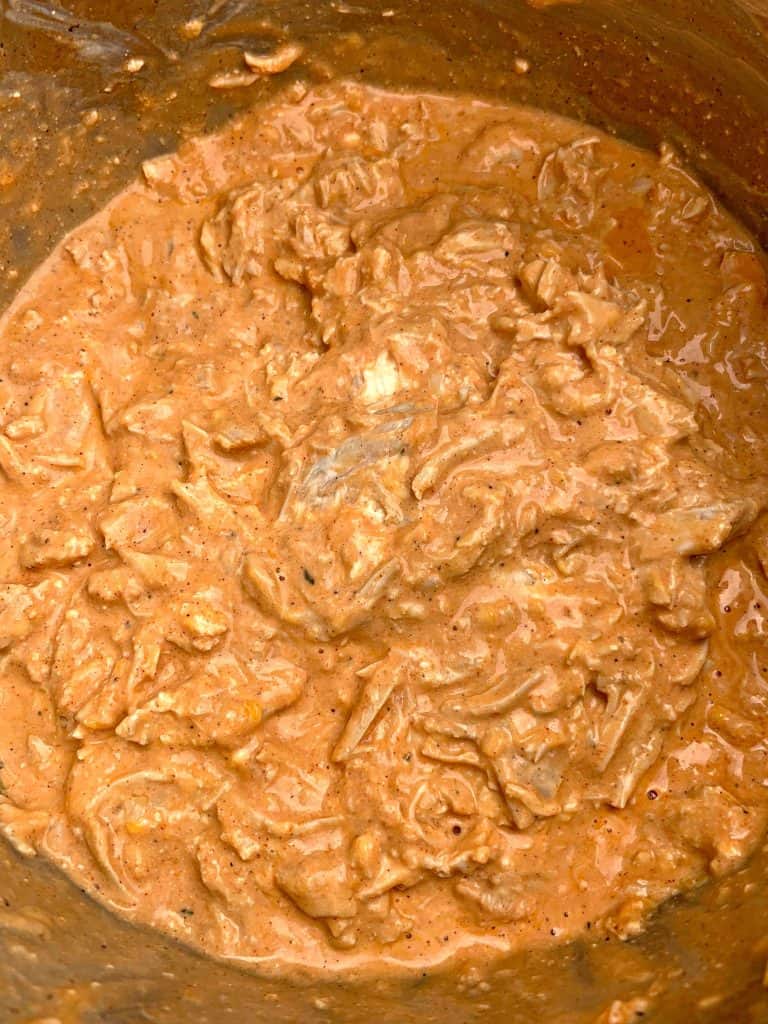 keto low carb buffalo chicken dip inside an Instant Pot