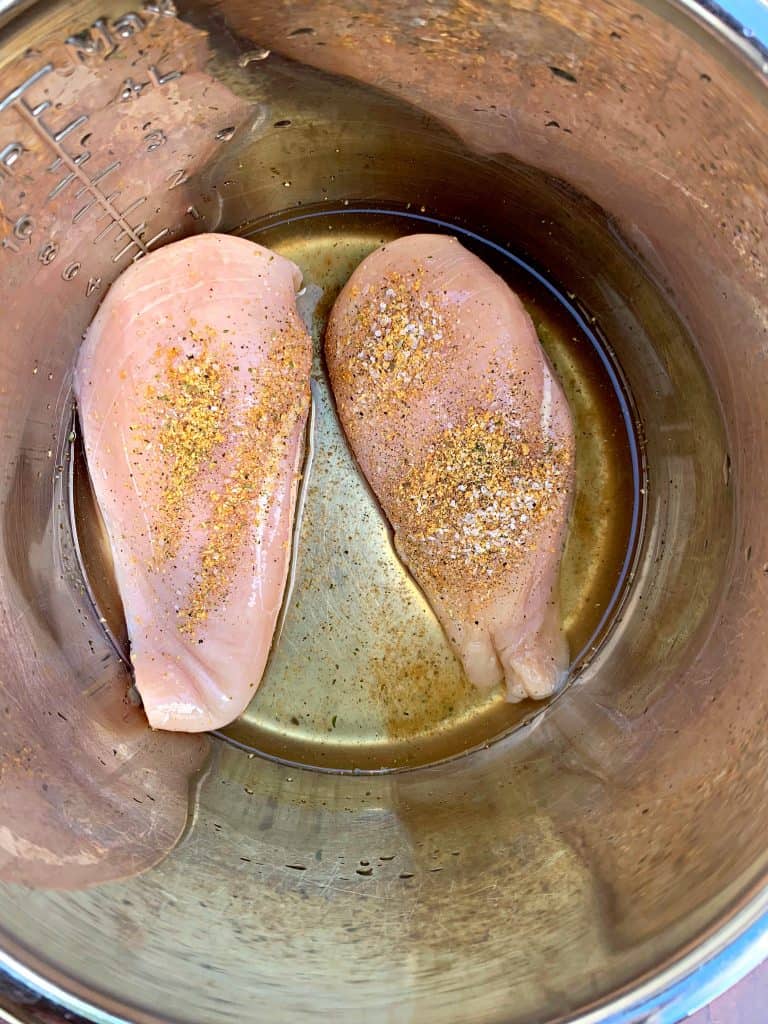 raw chicken breasts in Instant Pot