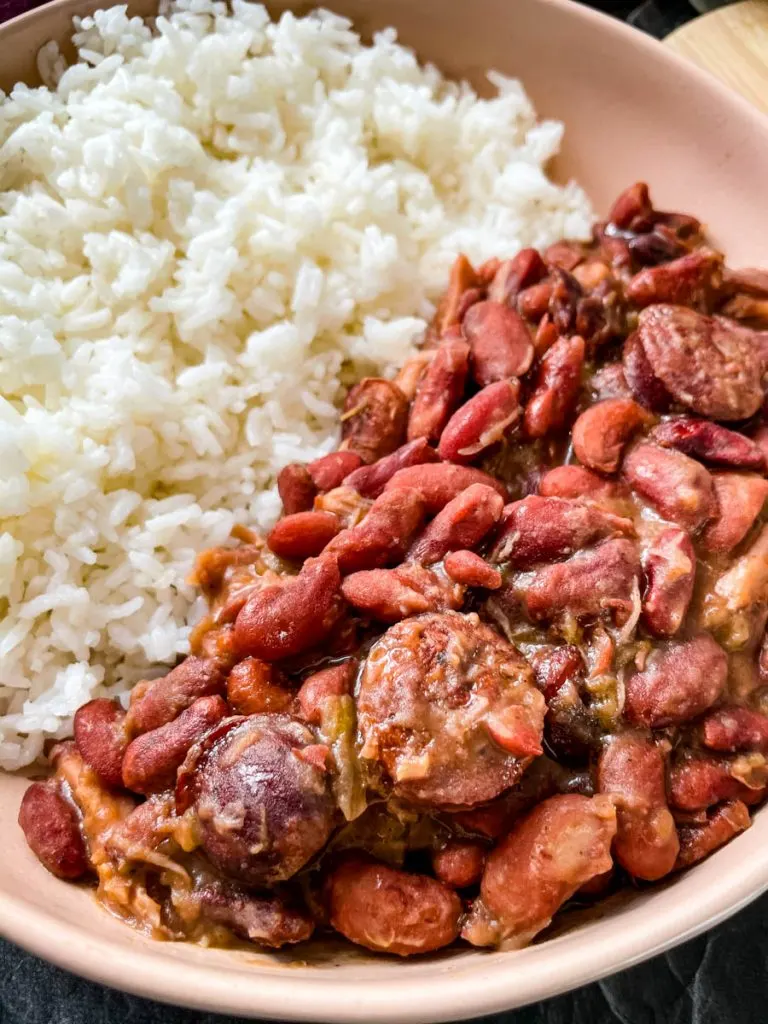 Instant Pot red beans and rice in a bowl