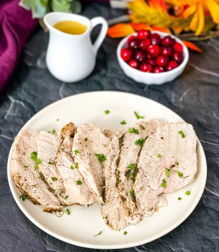 cooked turkey breasts with gravy