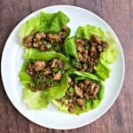 keto low carb pf changs lettuce wraps on a white plate