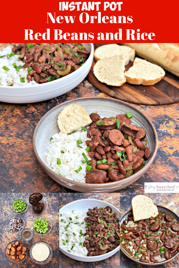 Instant Pot New Orleans Red Beans and Rice with {VIDEO} is an authentic quick and easy one-pot recipe that will show how to make red beans and rice in a pressure cooker. It includes the cooking time and is made with soaked beans, andouille sausage, rice, and a ham hock bone. Make this infamous Popeyes dish at home!