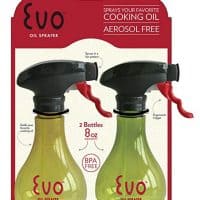 Evo Oil Sprayer Bottle, Non-Aerosol for Olive Oil and Cooking Oils, 8-ounce Capacity, Set of 2