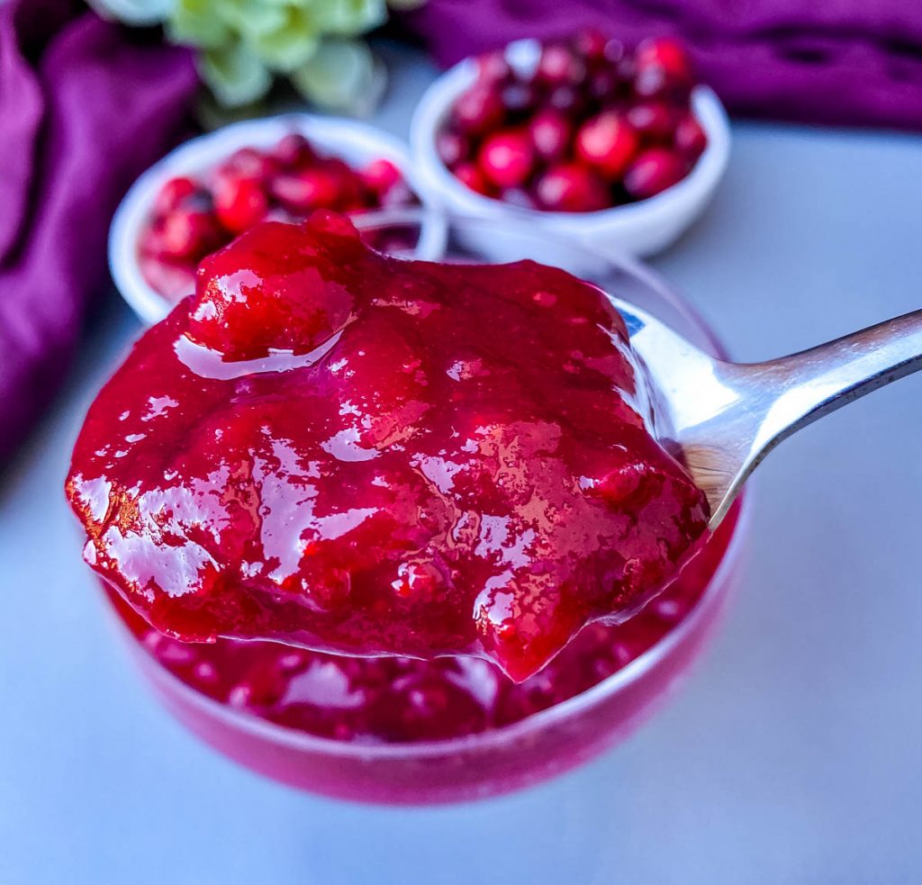 spoonful of Instant Pot cranberry sauce